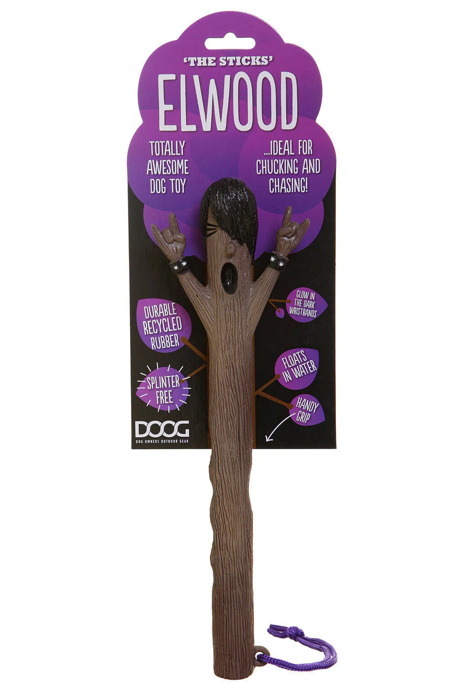 Hundespielzeug "Elwood" aus recyceltem Gummi in Stockform, splinterfrei und robust für sicheres Spielen.