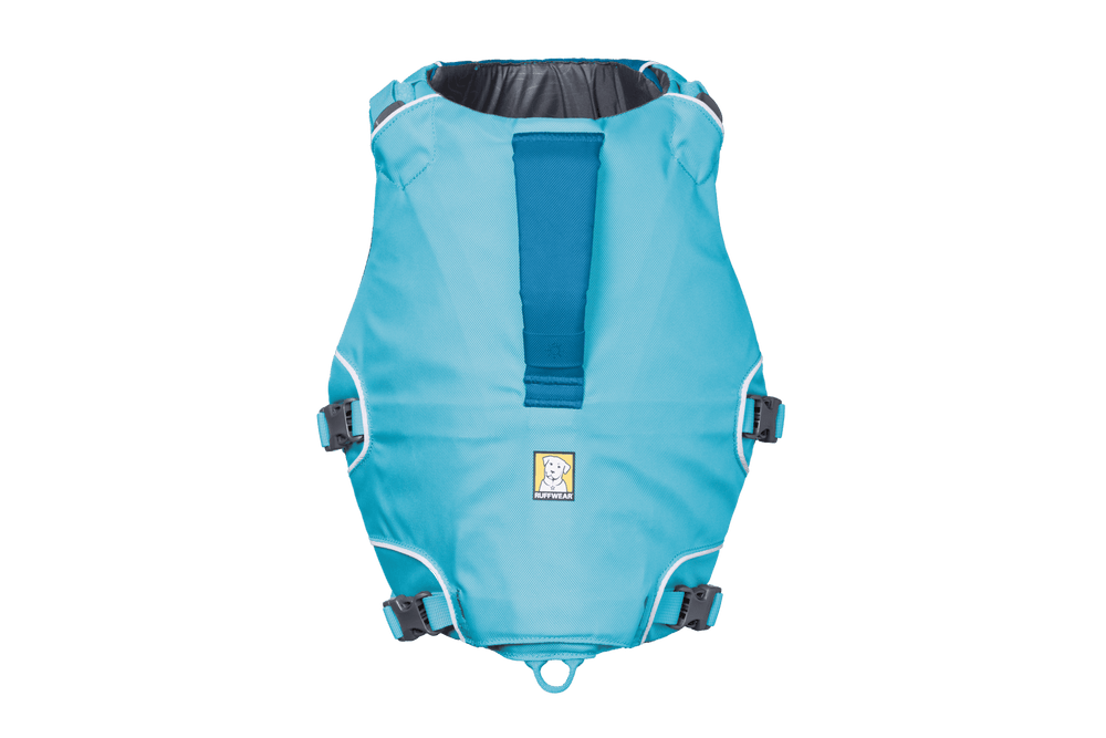 Hellblaue Confluence™ Schwimmweste für Hunde mit ergonomischer Form und verstellbaren Riemen.