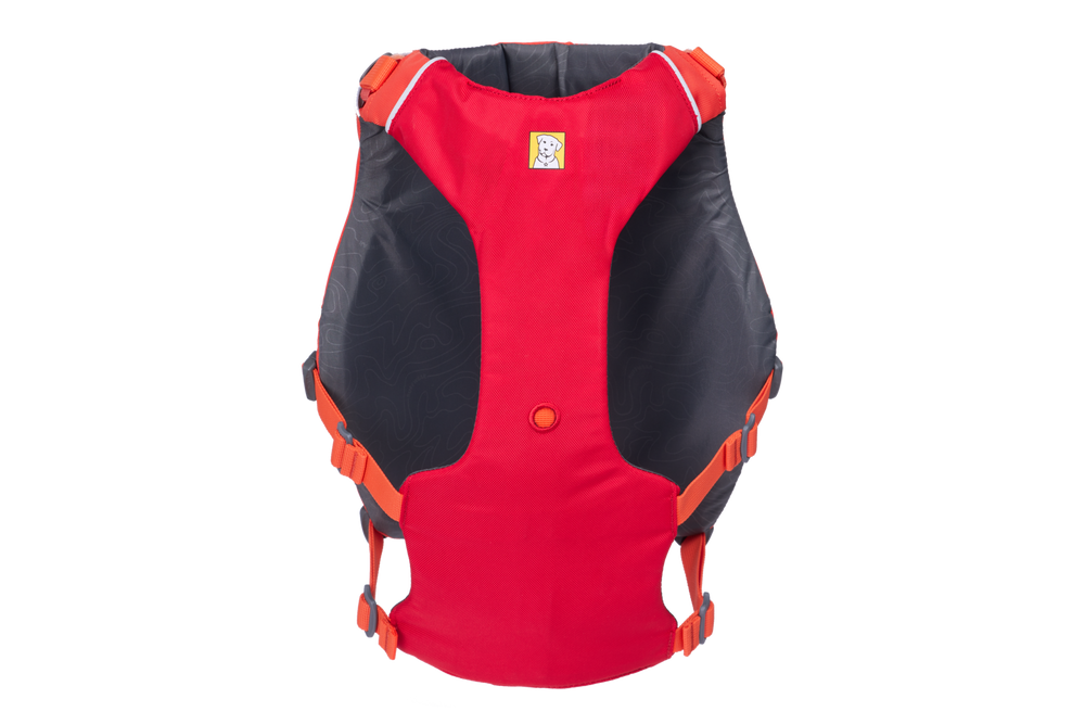 Confluence™ Schwimmweste für Hunde in Rot und Schwarz, ergonomisch gestaltet für Sicherheit und Komfort im Wasser.