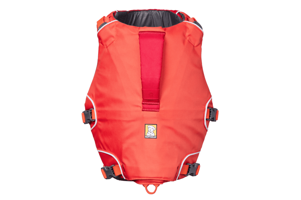 "Rot-orange Confluence™ Schwimmweste für Hunde mit verstellbaren Trägern, strapazierfähigem Material und gepolsterter Innenseite."