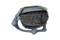 Innenansicht des blauen Palisades™ Rucksacks mit grauem Futter und schwarz Netz-Tasche zur Organisation von Kleinigkeiten.