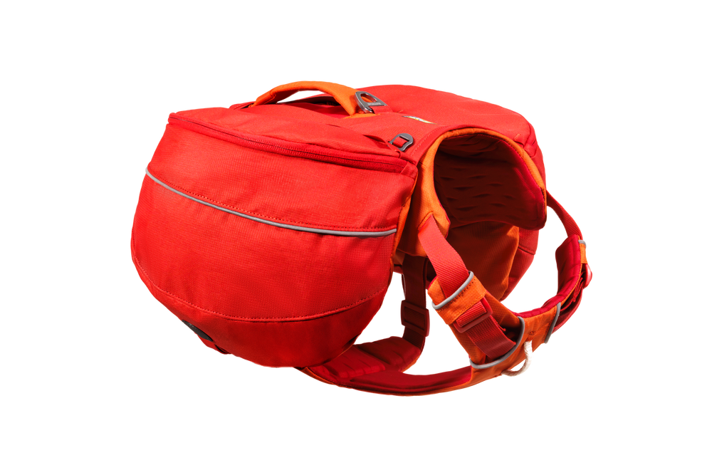 Roter Palisades™ Rucksack mit robustem Design, Reißverschluss, gepolsterten Schultergurten und zusätzlicher Außentasche.