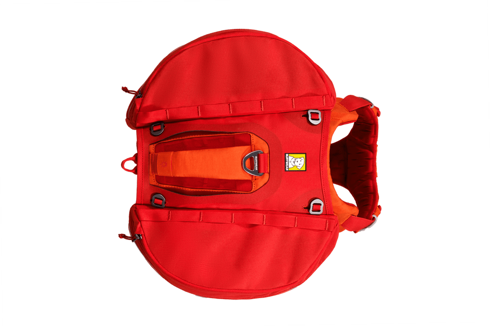 Rote Palisades™ Reisetasche mit großen Fächern, verstellbaren Gurten und gepolsterter Rückseite für optimalen Komfort.