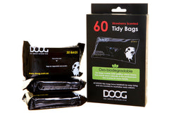 DOOG biologisch abbaubare Hundekotbeutel im Erdbeer-Aroma, 60 Stück in umweltfreundlicher Verpackung.