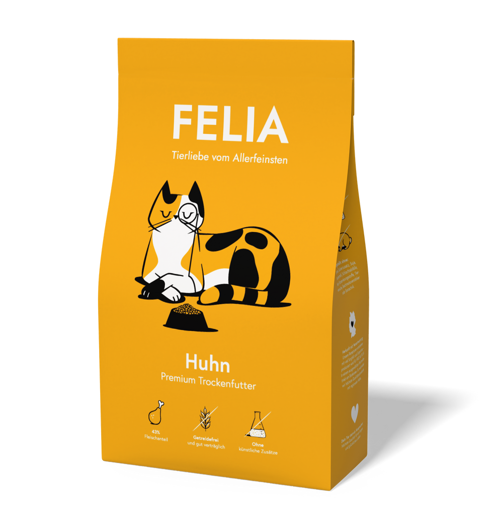 FELIA Premium Trockenfutter Huhn 2er Set für Katzen, getreidefrei, hoher Fleischanteil, gute Verträglichkeit, natürliche Vita