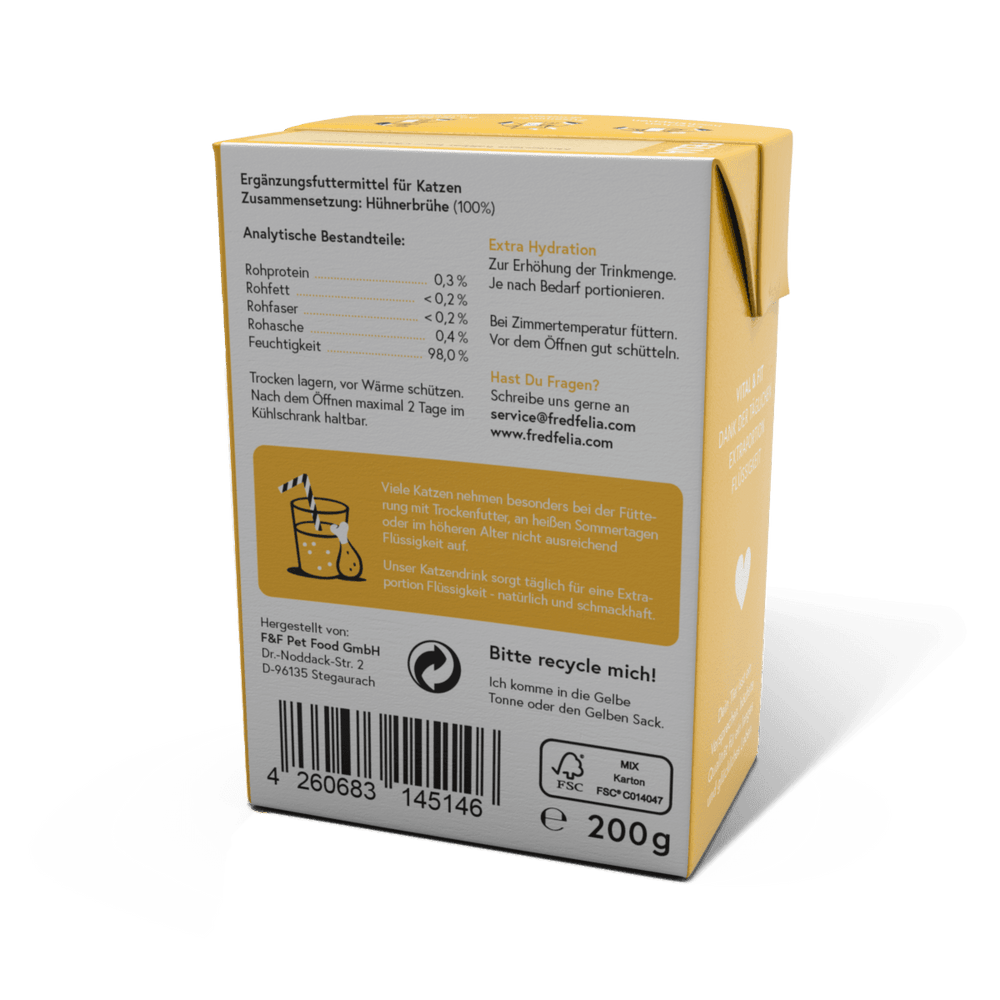 FELIA Cat Drink Huhn 2er Set für Katzen, aromatische Hühnerbrühe zur Förderung der Flüssigkeitsaufnahme und Trinkfreude.