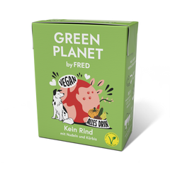 Umweltfreundliche Verpackung von GREEN PLANET Kein Rind (vegan) für gesunde, pflanzliche Hundenahrung ohne Rind.