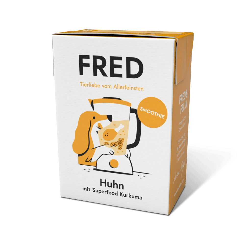 FRED Smoothie Huhn mit Kurkuma 2er Set für Hunde, kalorienarmer Snack, vielseitig als Topping oder gefroren.