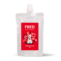 FRED Lieblingscreme Rind für Hunde im 10er Set, cremiger Snack mit intensivem Geschmack und praktischer Dosierung.