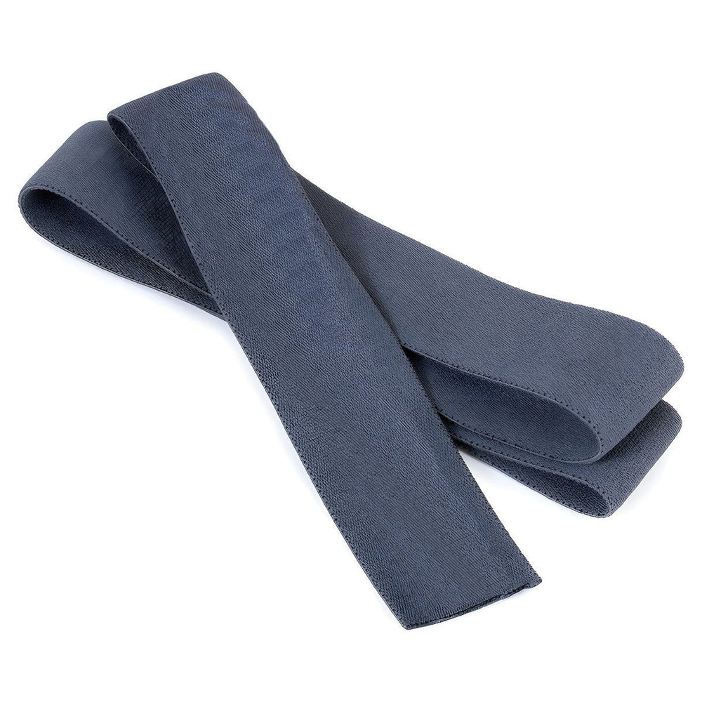 Blaues elastisches Band für Drehverschluss-Karabiner auf weißem Hintergrund. Ideal für Outdoor-Aktivitäten.