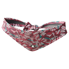 Gemustertes Hundehalstuch in Rot, Weiß und Türkis mit Schleife, umweltfreundlich, Zhero Safety Bandana ECO.