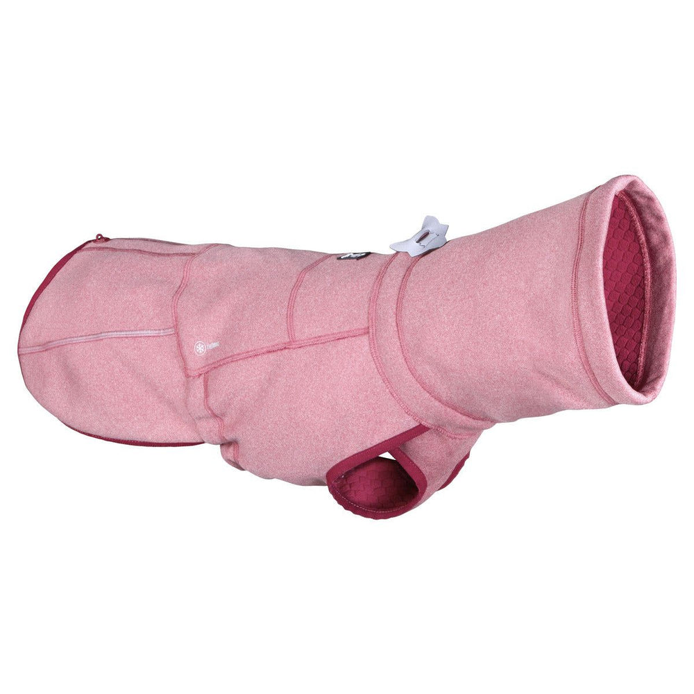 Rosa Hundemantel Wendejacke mit Kapuze, Reißverschluss hinten, pinke gesteppte Fütterung, Beinausschnitt, modisch und funktional