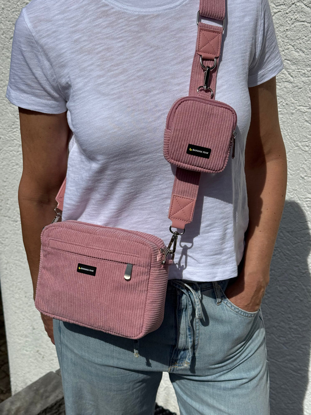 Gassitasche Cord + Leckerlitasche (Rosewood Blush)