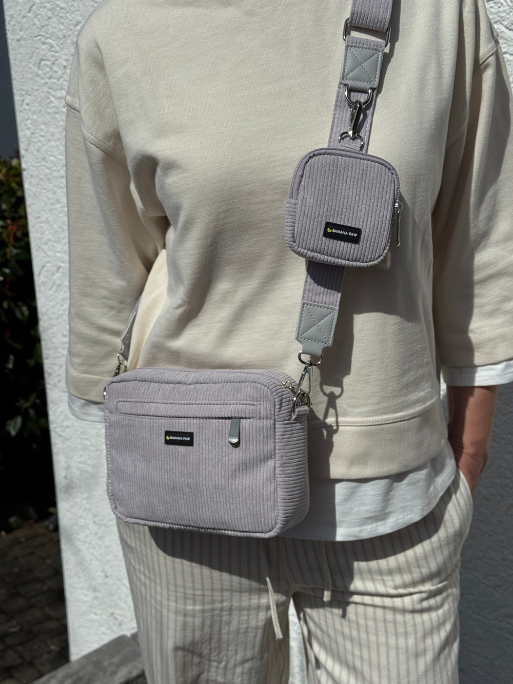 Gassitasche Cord + Leckerlitasche (Silver Dawn)