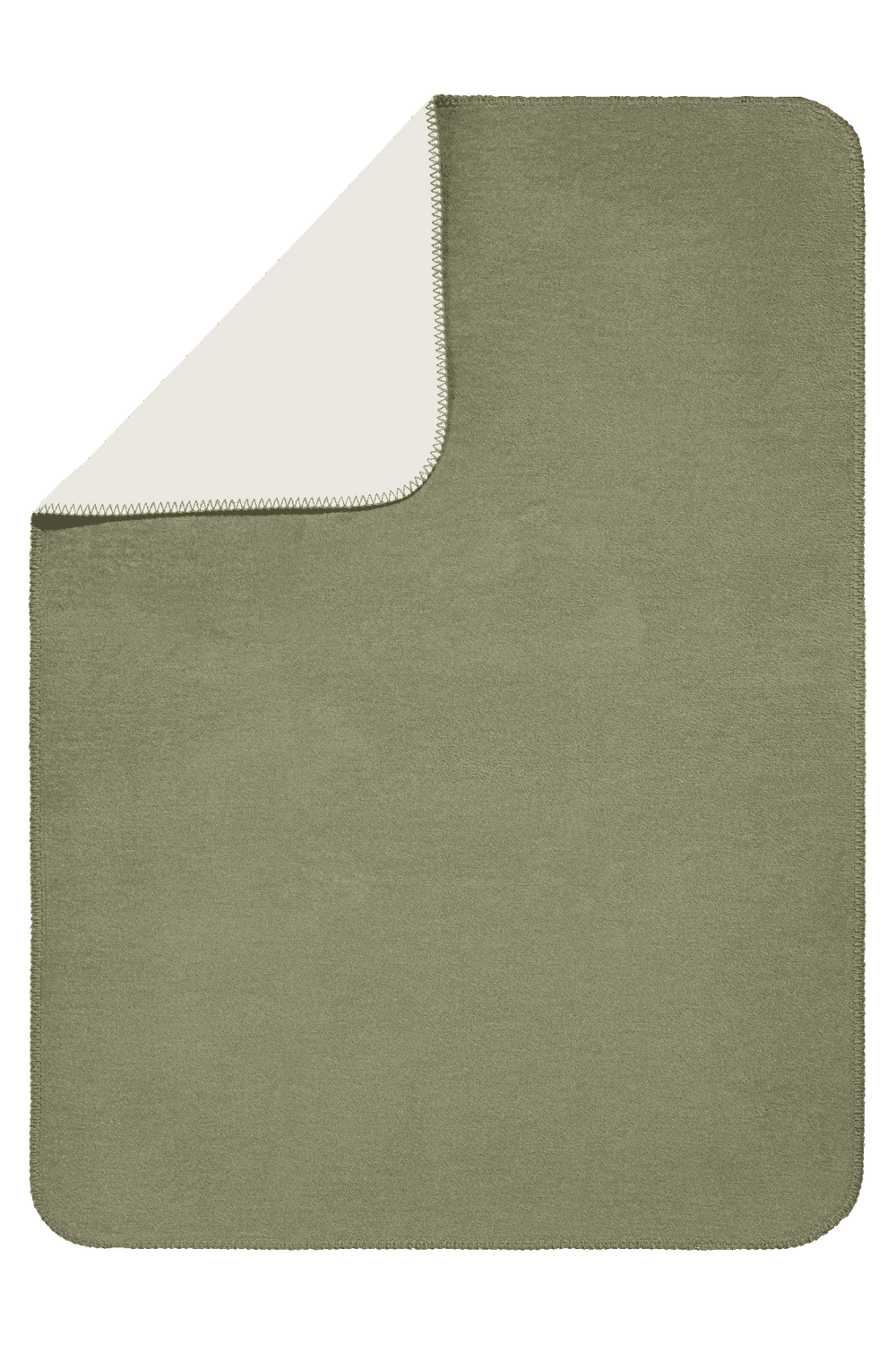 Wendedecke REVERSO in olivgrün und Weiß mit abgerundeten Kanten und grauer Naht, stilvoll und harmonisch abgestimmt.