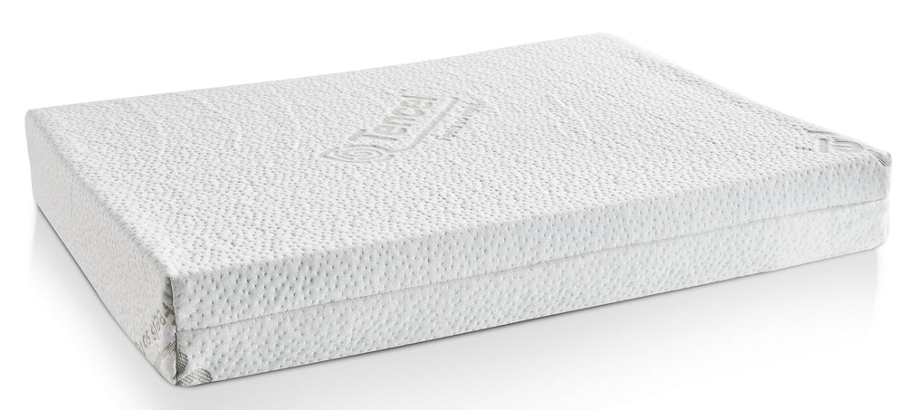 Rechteckiges ORTHO Hundebett UNO mit weißem Bezug und Janzil-Logo für optimalen Schlafkomfort.