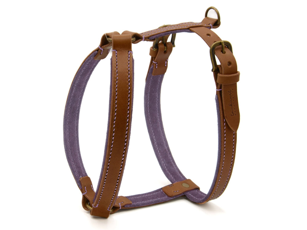 Hunde-Geschirr WILDFANG in lila-braun, robustes Material mit Lederdetails für optimalen Komfort und Funktionalität.
