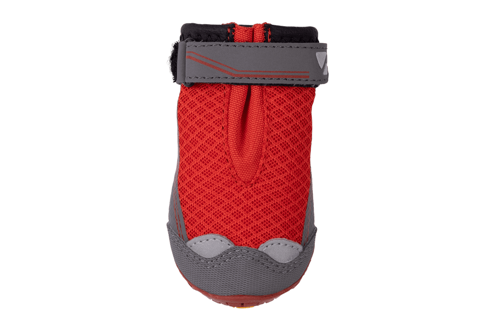 Roter Grip Trex™ Hundeschuh mit gepolsterter Sohle und verstellbarem Klettverschluss für optimalen Halt.