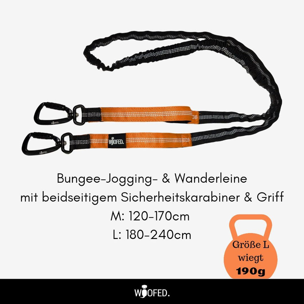 Bungee-Jogging- und Wanderleine von Woofed mit beidseitigen Griffen und Sicherheitskarabinern für aktive Hundebesitzer