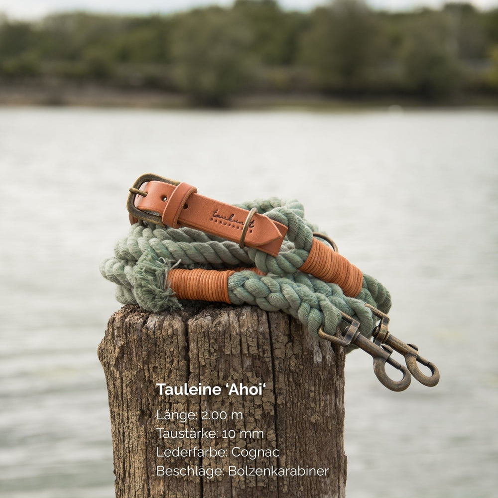 Tauleine Ahoi in Cognac, 2,00 m lang, 10 mm dick, aus robustem geflochtenem Material für Hunde.