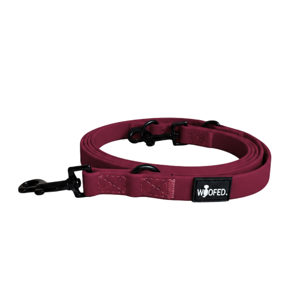 Rote WOOFLEX® Classic Hundeleine aus Textil mit Karabinerhaken und verstellbarer Schlaufe für optimalen Komfort.