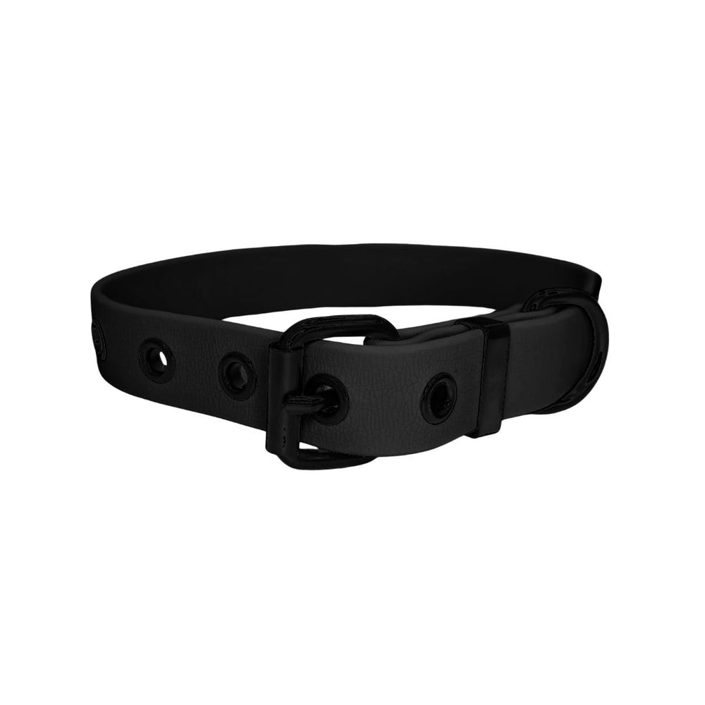 Halsband WOOFLEX® Classic in Schwarz, verstellbar mit moderner Schnalle und Ösen, aus hochwertigem Kunstleder.