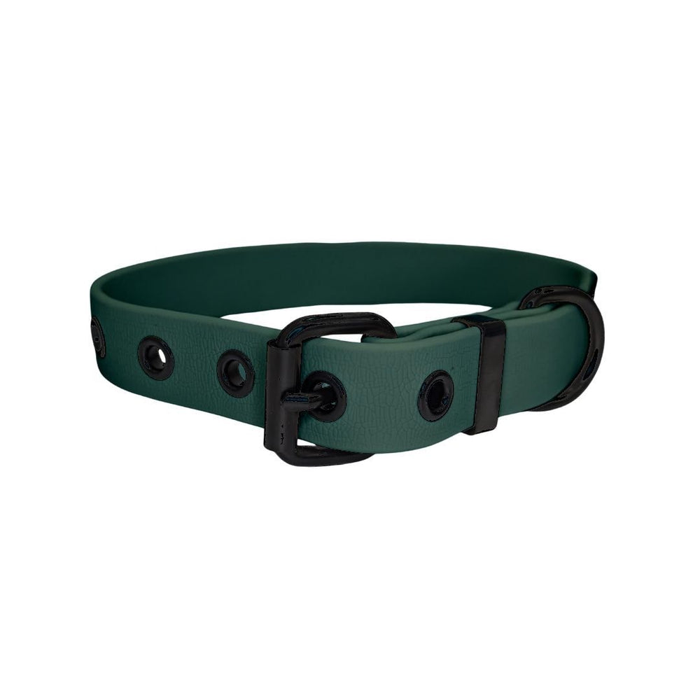 Verstellbarer WOOFLEX® Classic Halsband in Grün mit schwarzer Schnalle, modern und flexibel für Hunde.