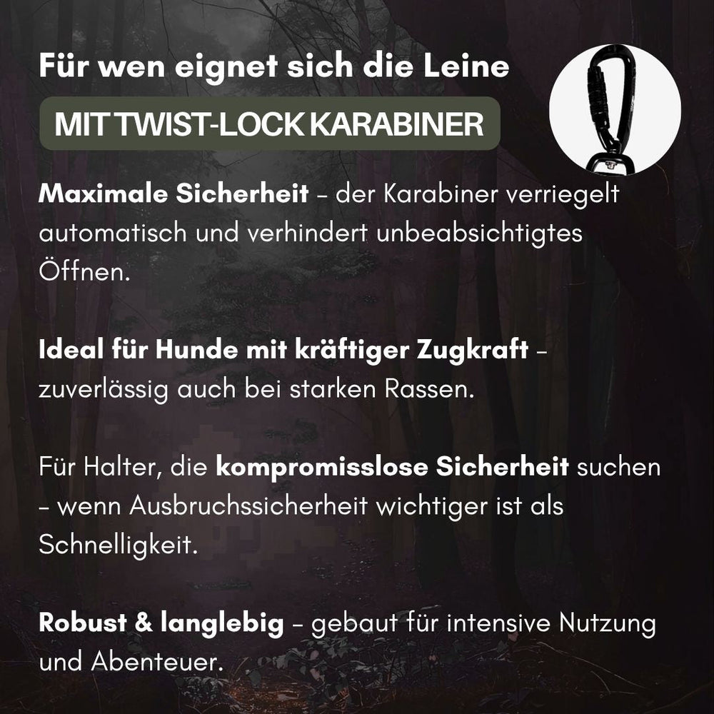 "WOOFLEX® Hundeleine mit Sicherheitskarabiner für maximale Sicherheit beim Gassi gehen."