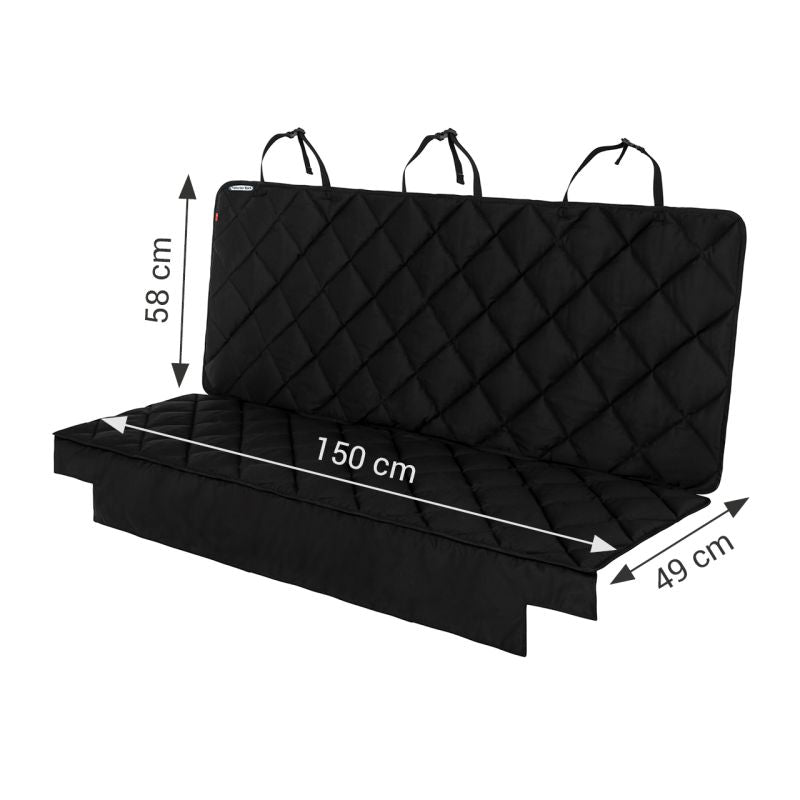 Schwarze gepolsterte Rücksitzeinlage für VW Multivan, Maße 150x58x49 cm, idealer Sitzschutz für den 3-Sitz.