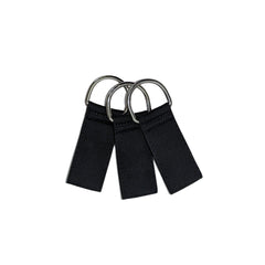 D-Ring Schlaufe für Gassigürtel in Deep Black, drei flache, robuste Schlaufen mit metallenen Ringen.
