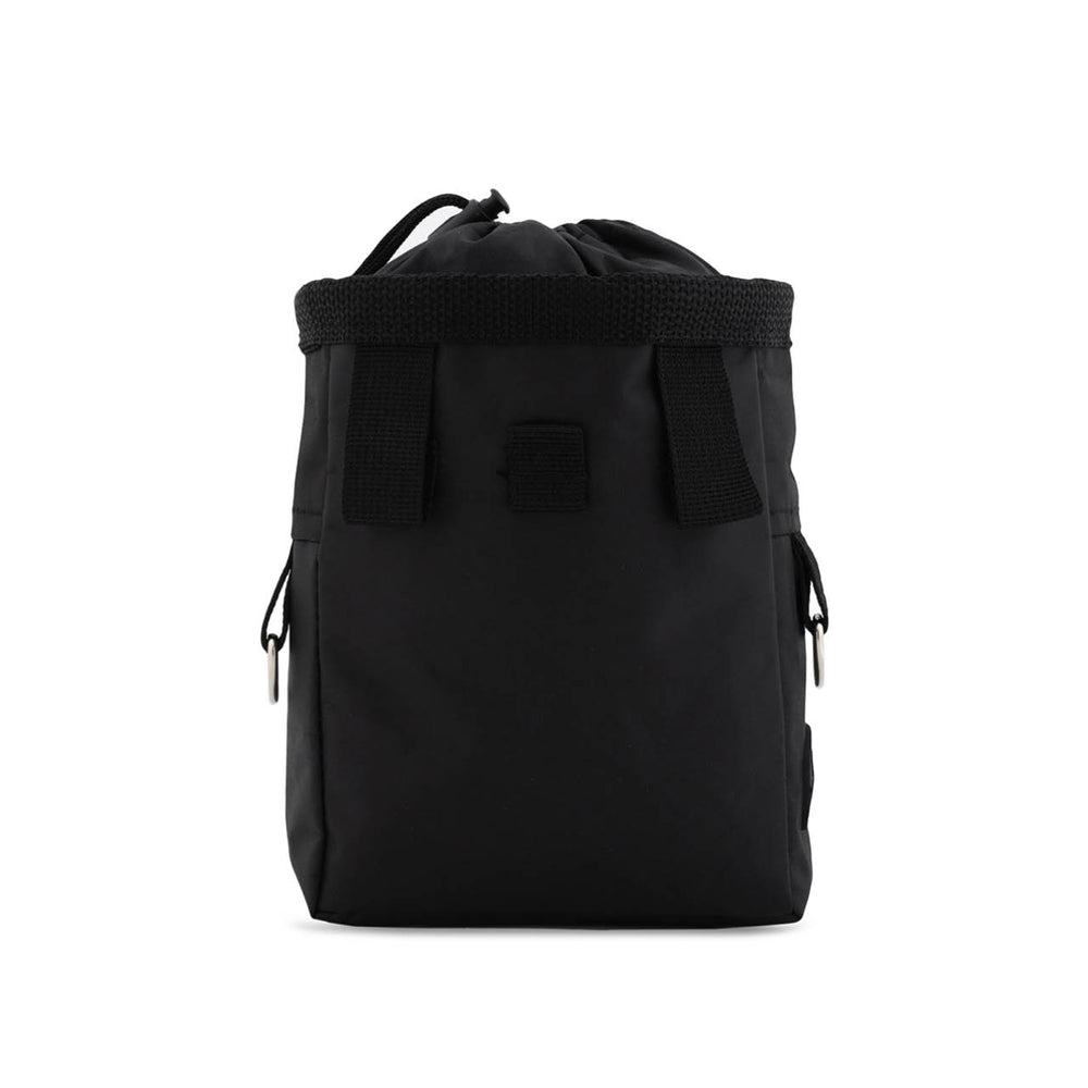 Schwarze Snack Tasche mit drawstring-Verschluss und 150 Kotbeuteln, wasserabweisend, modernes Design, stabiler Tragegriff.