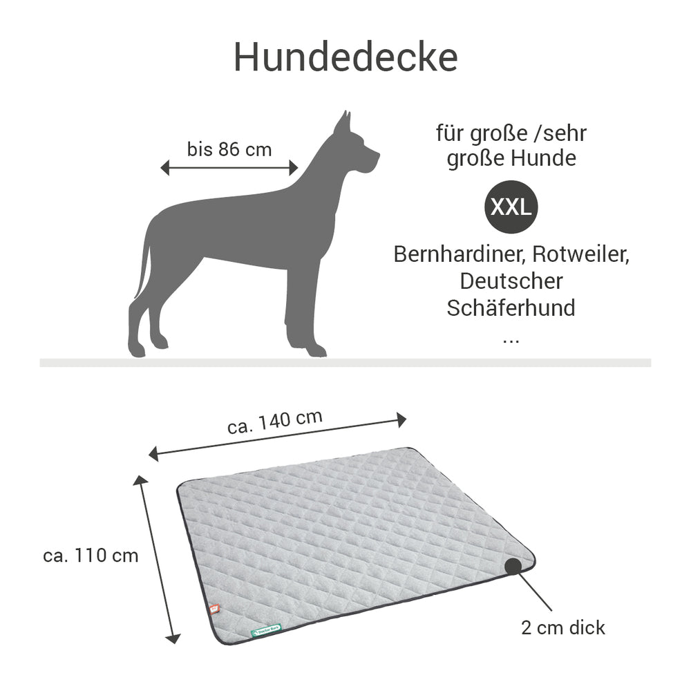 Hundedecke aus Fleece in XXL für große Hunde, ideal für Wärme und Komfort. Größe ca. 140 cm x 110 cm, 2 cm dick.