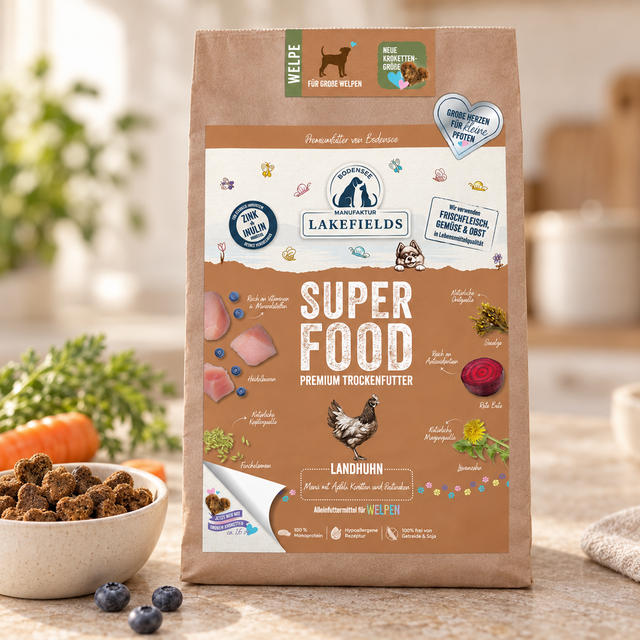 Trockenfutter SUPERFOOD Huhn (Welpen) – große Kroketten