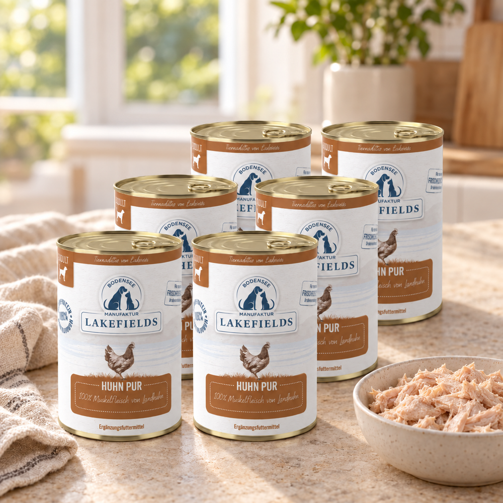 Nassfutter Huhn PUR – 6 x 400 g – Fellino Produktmotiv 2026-10