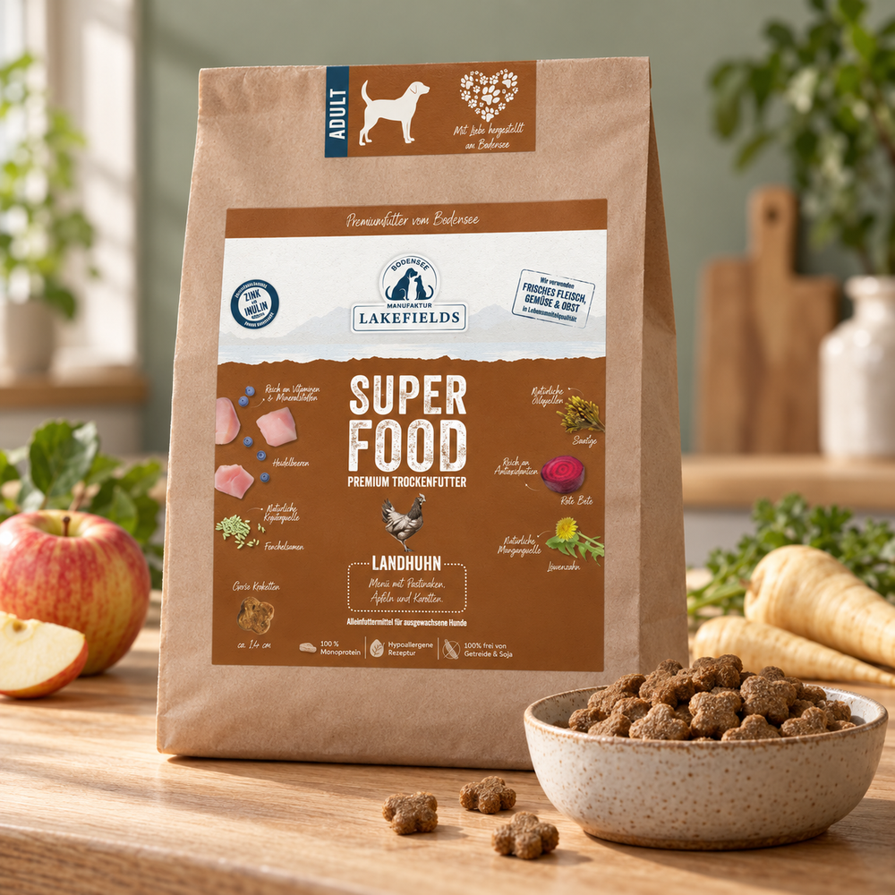 Trockenfutter SUPERFOOD Huhn (Adult) – 1 kg – Fellino Produktmotiv 2026-10