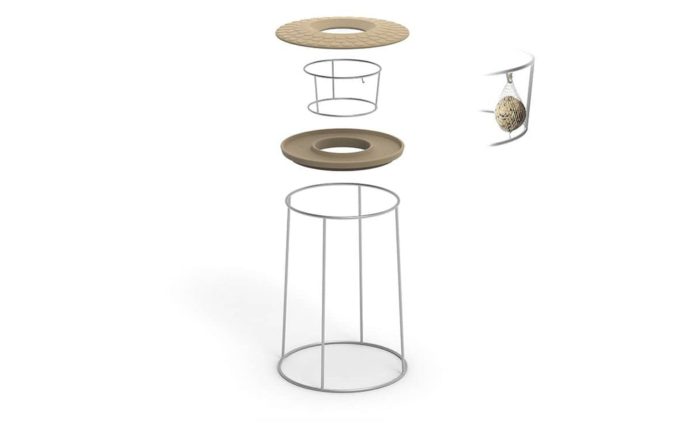 "Futterhaus Granicium mit Ständer in modernem Design, ideal für Garten und Balkon."