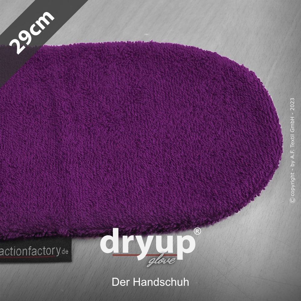 Lila Dryup® Handschuh aus weichem Material, 29 cm lang, ideal zum Trocknen und Schützen von Händen.