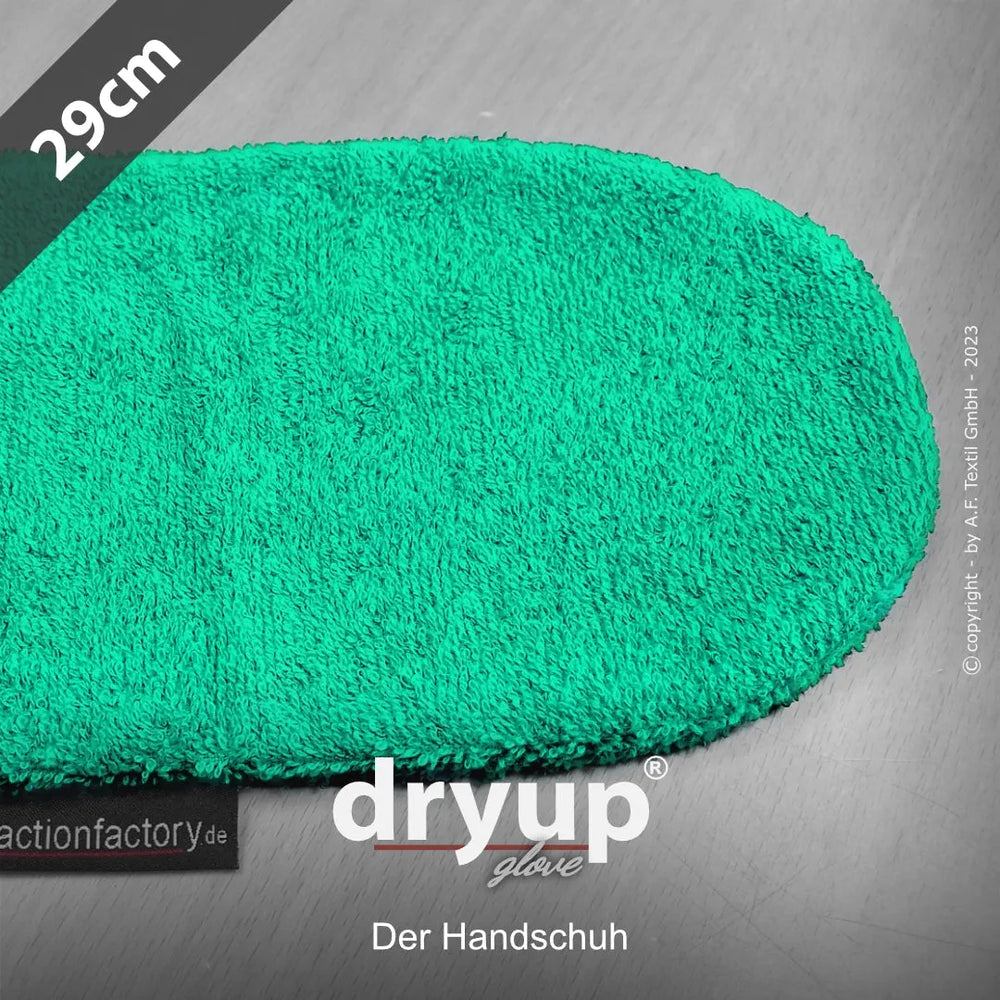 "Dryup® Glove: Grüner, fusseliger Handschuh (29 cm) zum effektiven Trocknen von Oberflächen für optimale Ergebnisse."