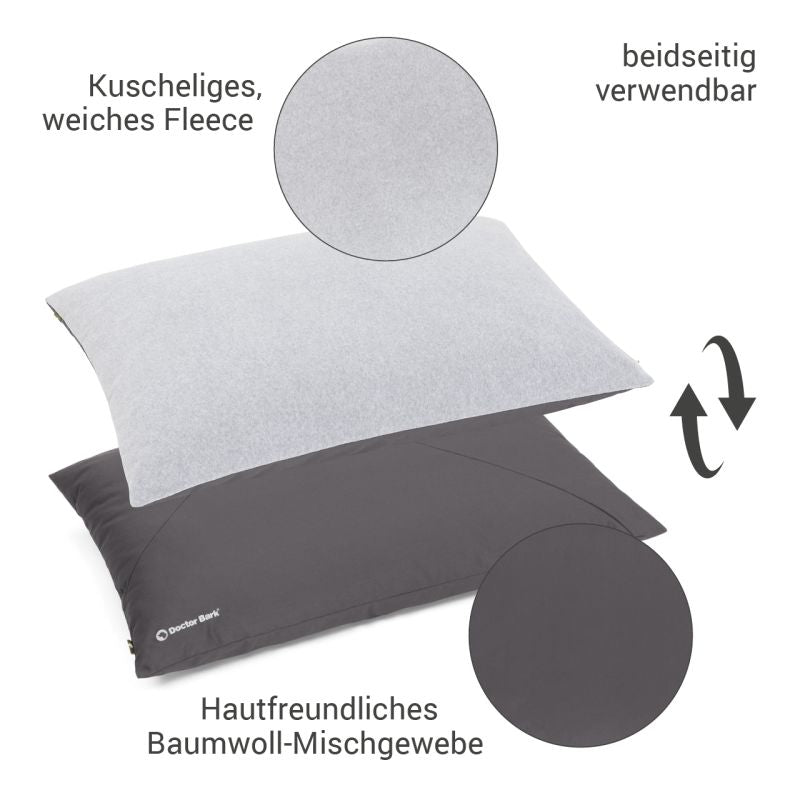 Kuscheliges Country Kissen aus Fleece, beidseitig verwendbar in hellgrau und dunkel, ideal für gemütliche Wohnräume.