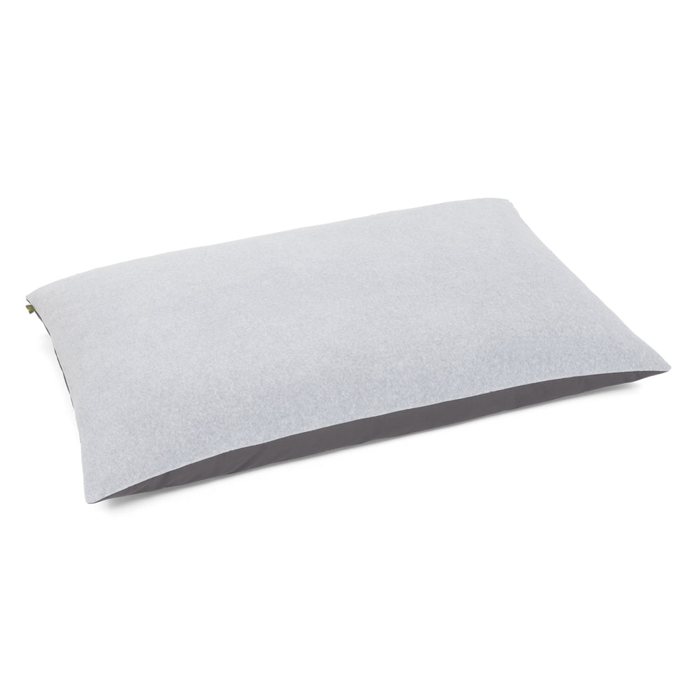 Rechteckiges graues Doctor Bark Country-Kissen mit modernem Design und kontrastierender Rückseite.
