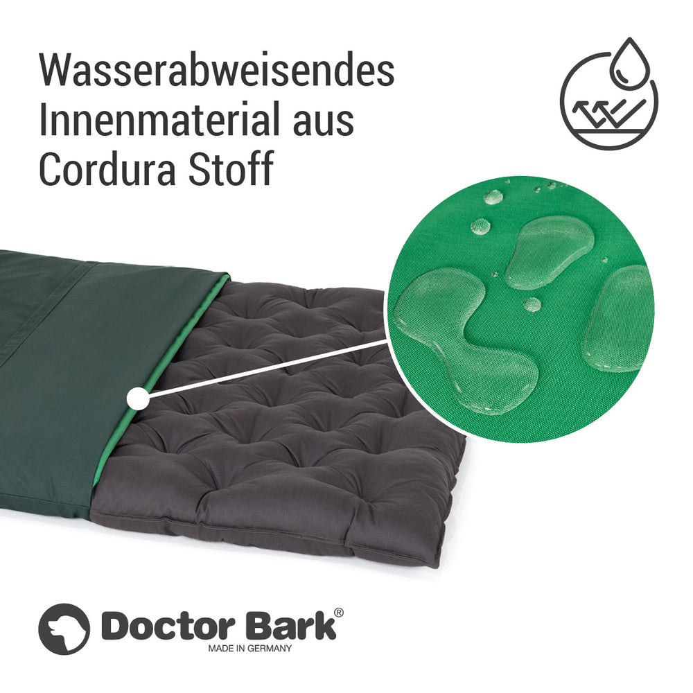 "Wasserabweisendes Doctor Bark Hundebett mit Cordura-Stoffüberzug und stylischem Country-Design."