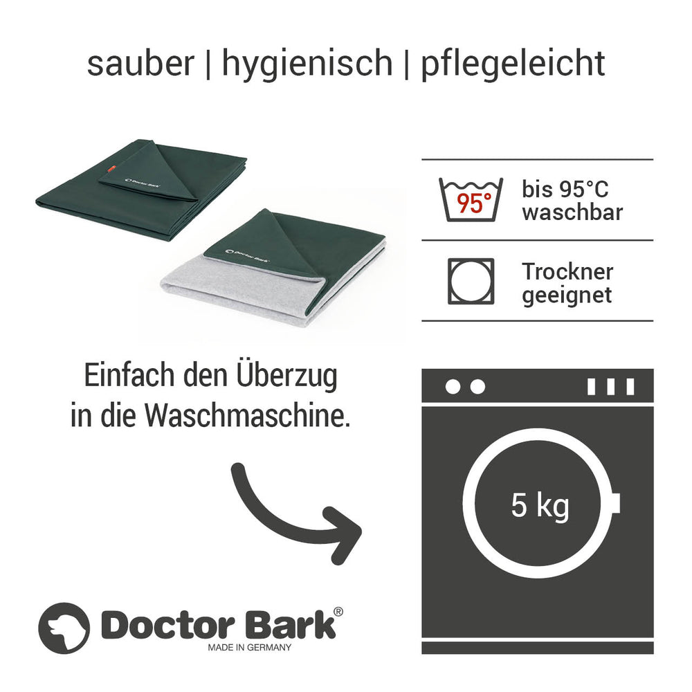 Grüne und graue Doctor Bark Fleece-Decke, waschbar bis 95 °C und trocknergeeignet, für optimalen Komfort.