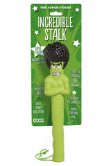Hundespielzeug "Incredible Stalk" in leuchtendem Grün, muskulöser Charakter mit schwarzer Frisur, ideal für Spielspaß.