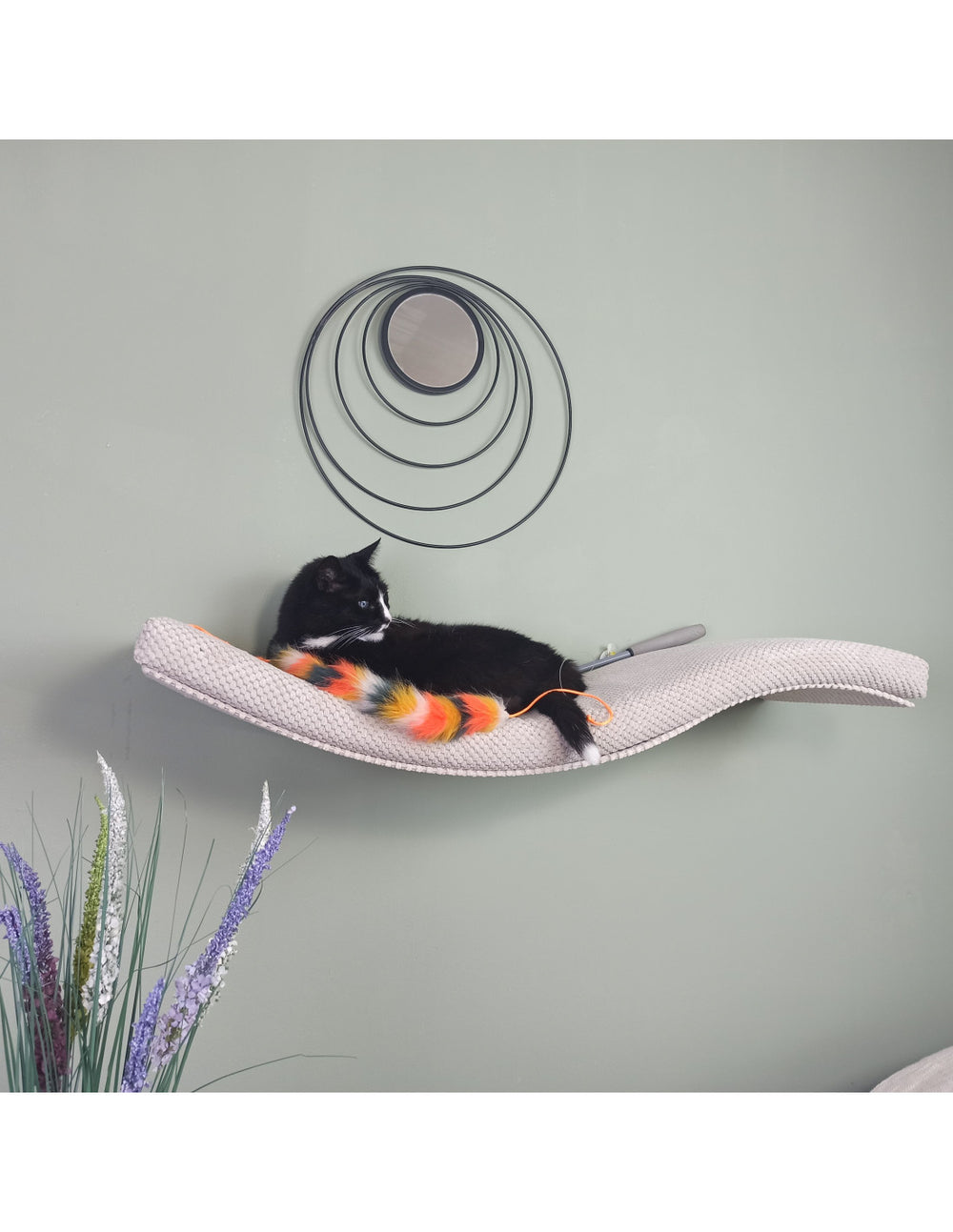 Metal Base Cat Wall Shelf WAVE 95 cm Links | catsatelier-image-566