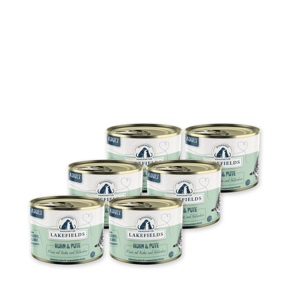 Katzen-Nassfutter Huhn und Pute – 6 × 200 g