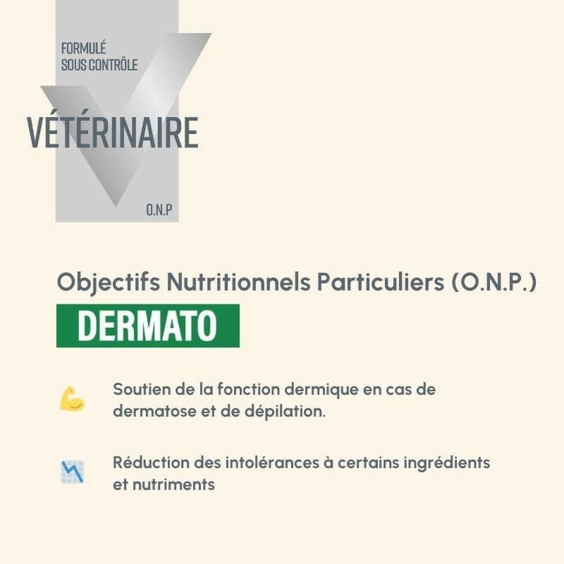 Verpackung von Protect Chien Dermato für spezielle Hauternährungsziele bei Hunden von Vétérinaire O.N.P.
