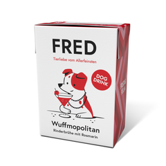 FRED Dog Drink Wuffmopolitan 2er Set für Hunde, ansprechende Verpackung mit Hund und Cocktailglas, fördert Flüssigkeitsaufnah
