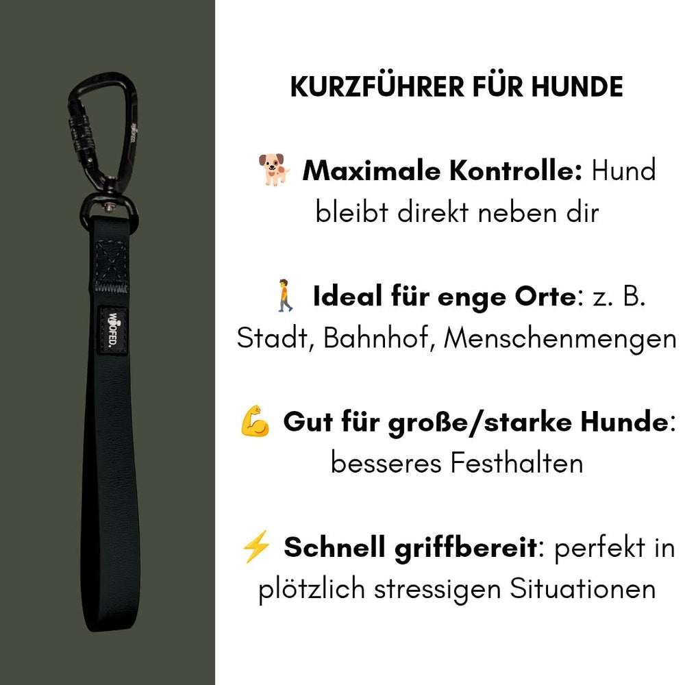 "Kurzführer WOOFLEX® für große Hunde: Maximale Kontrolle, ideal für enge Orte, mit praktischem Haltegriff."