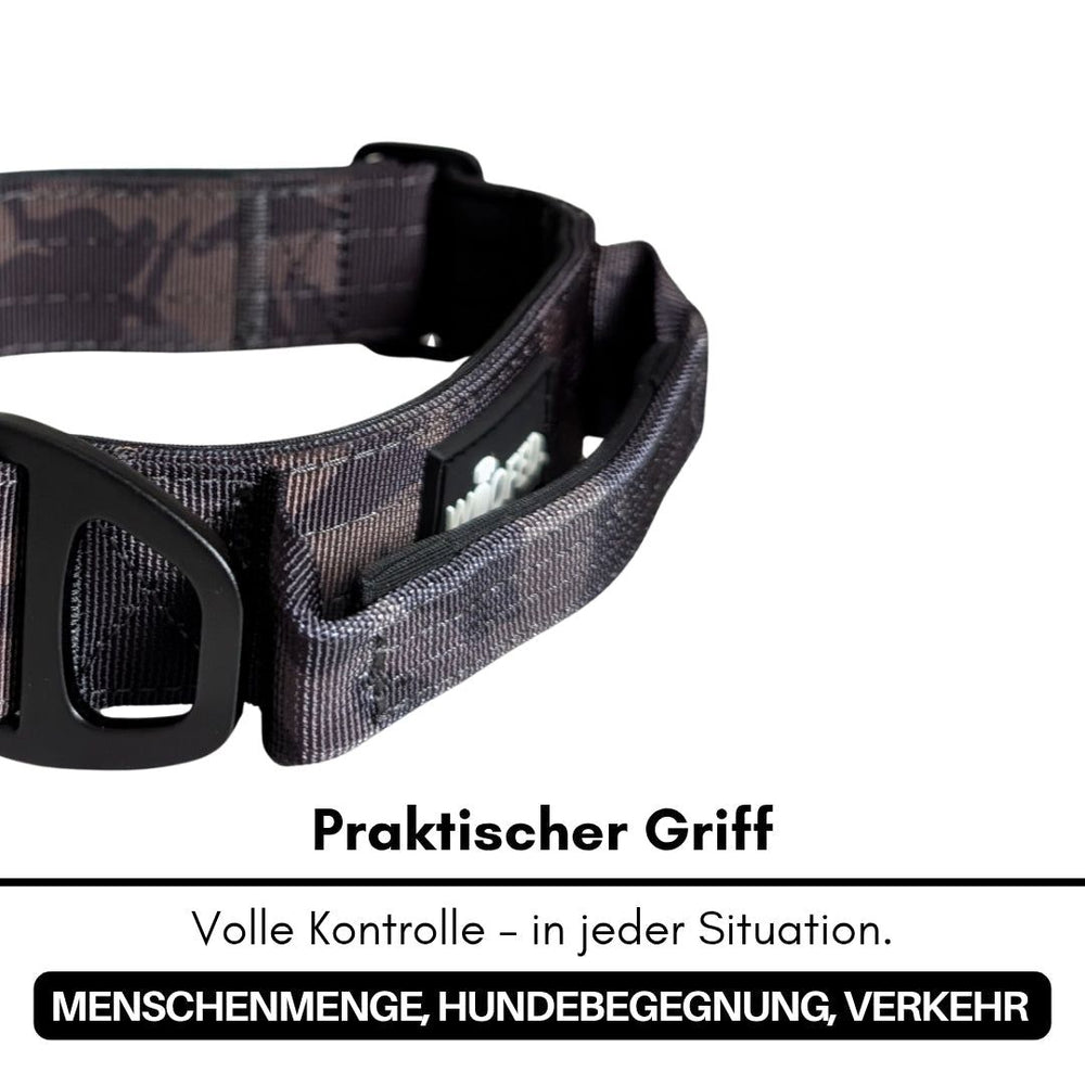 Ultraleichtes schwarzes Nylon-Halsband-Leine-Set für Hunde, ideal für Kontrolle in Menschenmengen und Verkehr.