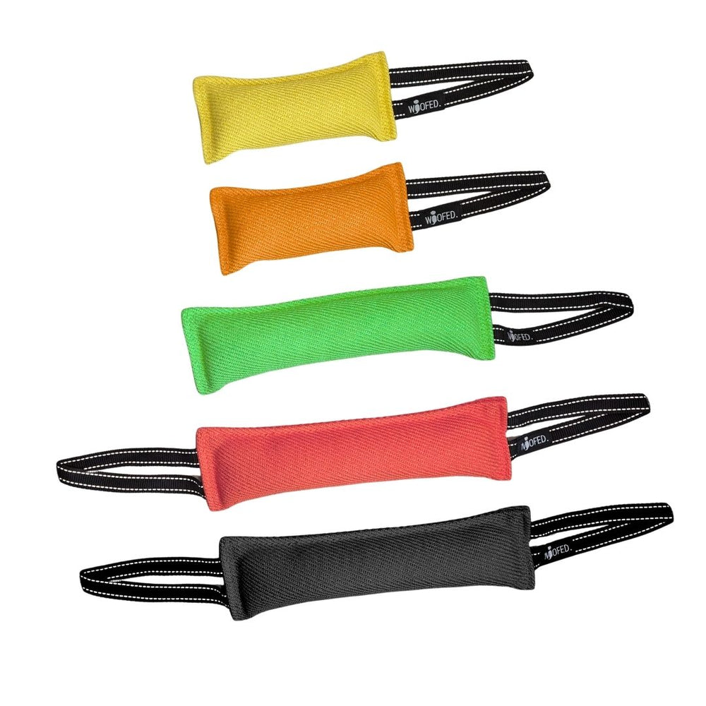 Hundespielzeug Beißwurst in bunten Farben für Hunde, ideal für Training, Apportieren und Zerrspiele, robust und langlebig.